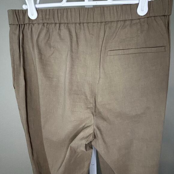Theory women's Trecca brown linen blend cropped pull on mid rise pants size 4 - Picture 4 of 8